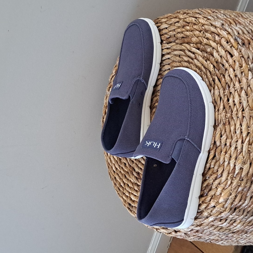 HUK Boys/Mens Brewster Blue Canvas Slip-On Loafer/Boat Shoe/Casual Sneakers 7